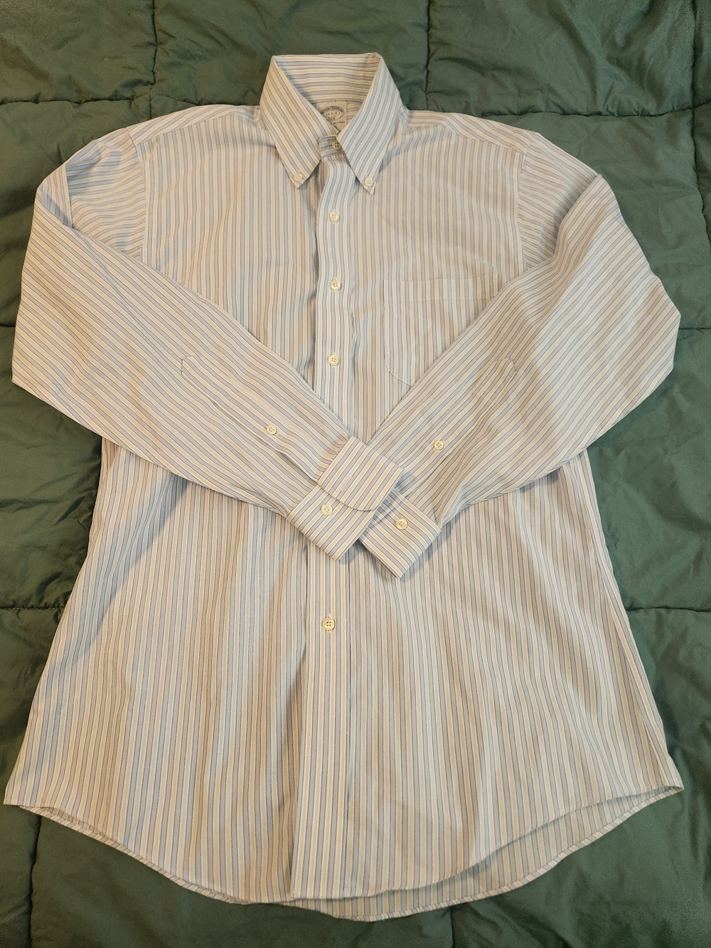 Brooks Brothers Light Blue and White Striped Button-Down Dress Shirt